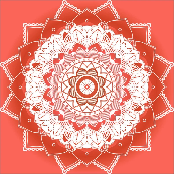 Mandala-Muster auf orangefarbenem Hintergrund — Stockvektor