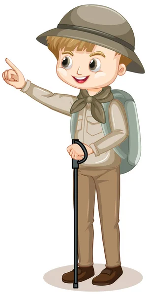 Cute boy in safari outfit on white background — Stock Vector