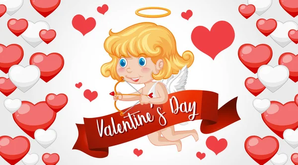 Valentine θέμα με cupid και καρδιές — Διανυσματικό Αρχείο