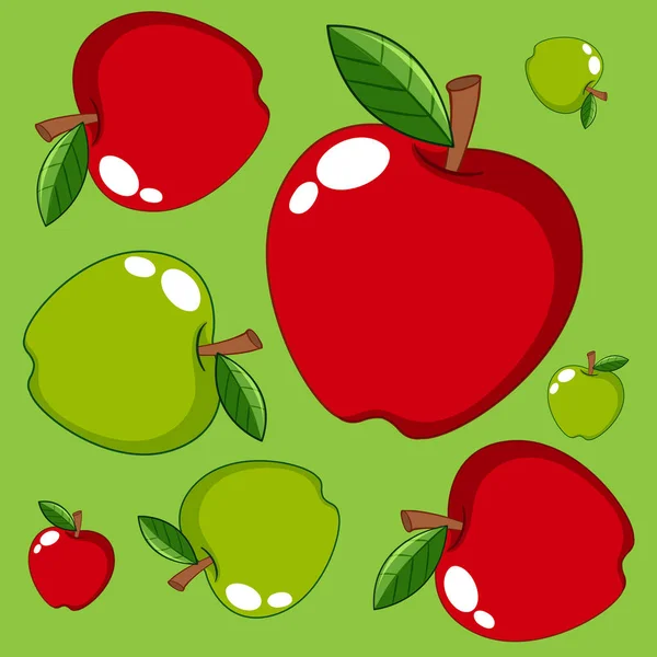 Diseño de fondo con manzanas verdes y rojas — Vector de stock