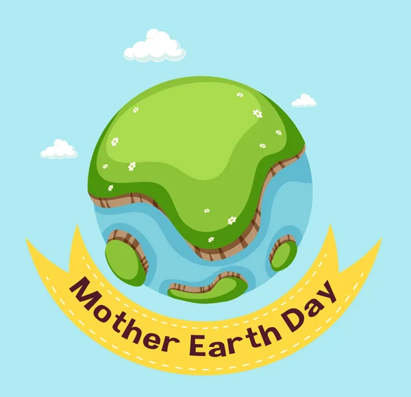 Diseño de póster para el día de la madre tierra con el cielo azul en el fondo — Vector de stock