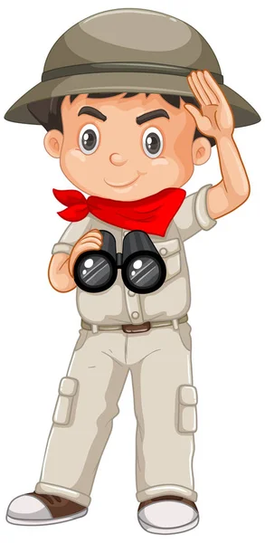 Boy wearing safari outfit on white background — Stock Vector