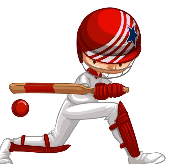 Athlete doing cricket on white background — Stock Vector