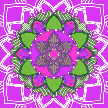 Pembe arkaplanda mandala desenleri