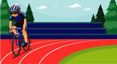 Sahada bisikletli bir sahne.