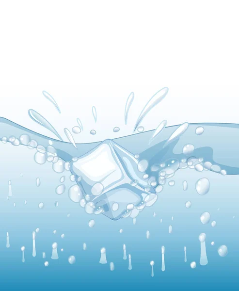 Scen med isub stänk i klart vatten — Stock vektor
