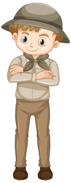 Cute boy in safari outfit on white background — Stock Vector