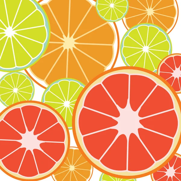 Modèle de fond sans couture avec des tranches d'oranges et de citron vert — Image vectorielle