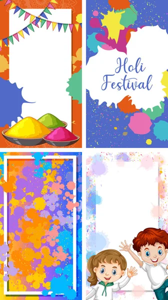 Quatro design de fundo com tema feliz festival holi — Vetor de Stock