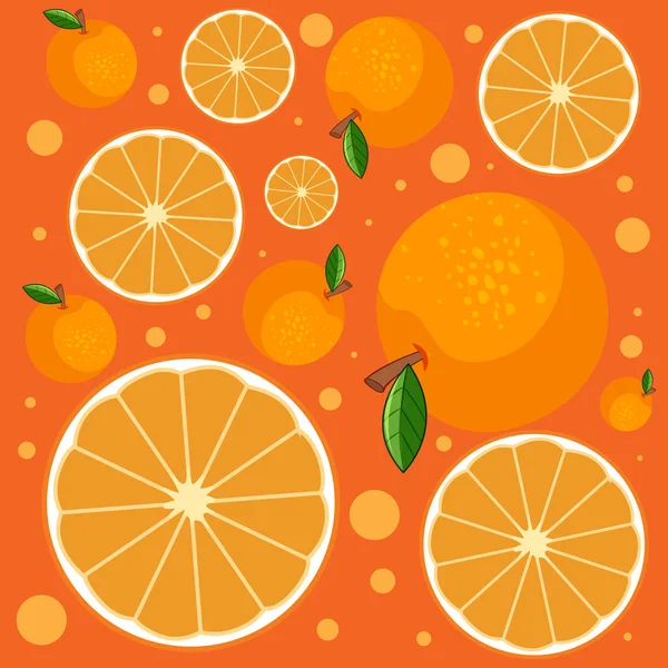 Patrón de fondo sin costuras con naranjas frescas — Vector de stock