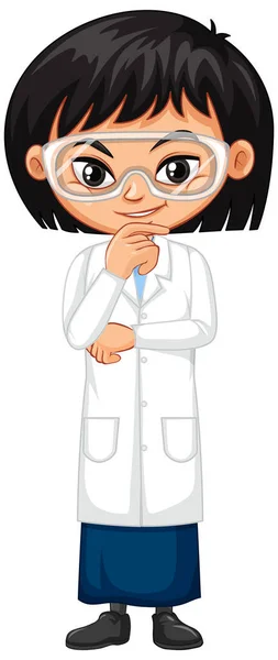 Menina em vestido de ciência no fundo branco —  Vetores de Stock