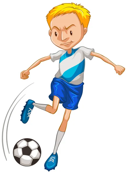Спортсмен играет в футбол на белом фоне — стоковый вектор