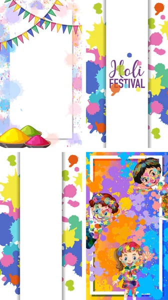 Quatre fond design avec le thème heureux festival holi — Image vectorielle