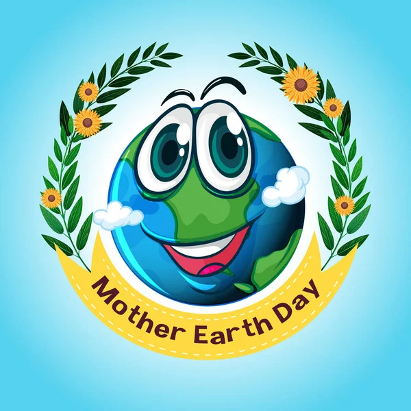 Poster design for mother earth day with big smile on earth — Stockvector