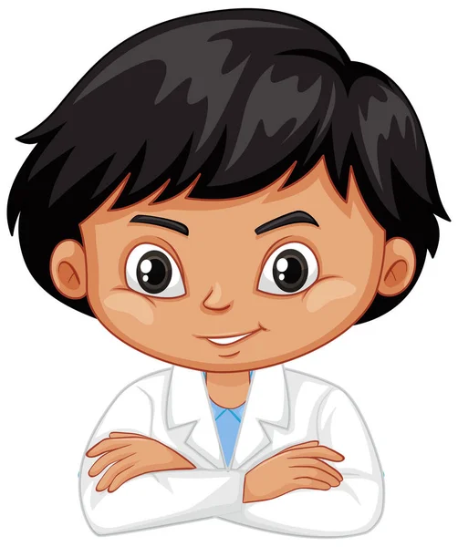 Boy in science gown on white background — Stock Vector