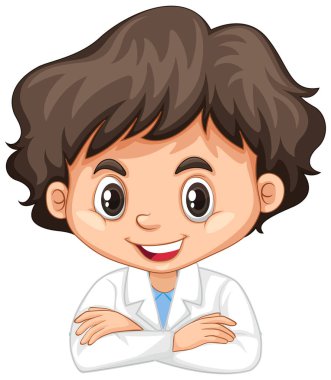 Beyaz arkaplan illüstrasyonunda bilim cüppeli çocuk