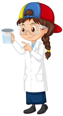 Beyaz arkaplanda bir bardak su olan kız