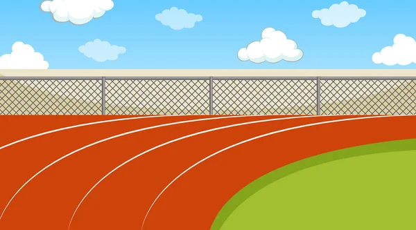 Escena Fondo Con Pista Atletismo Campo Verde Ilustración — Archivo Imágenes Vectoriales