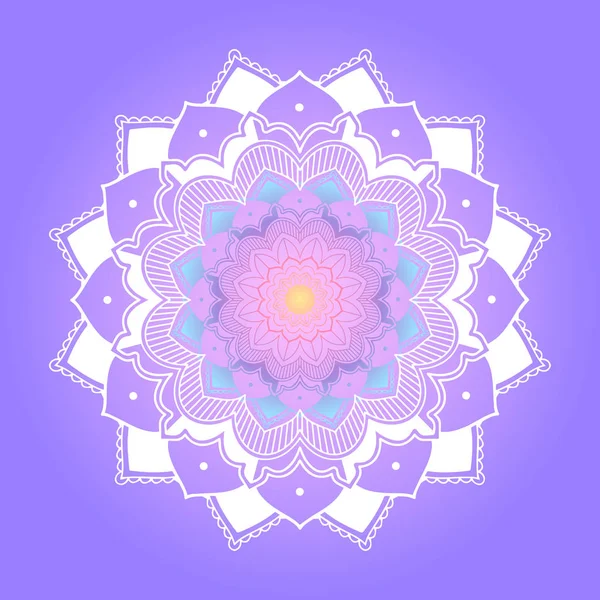 Mandala Motifs Sur Fond Violet Illustration — Image vectorielle