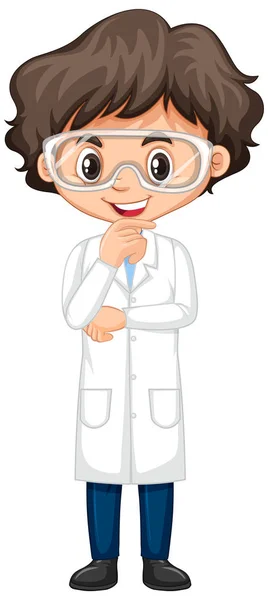 Boy Science Gown White Background Illustration — Stock Vector