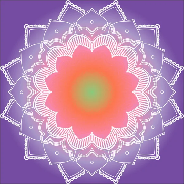 Mandala Muster Auf Lila Hintergrund Illustration — Stockvektor