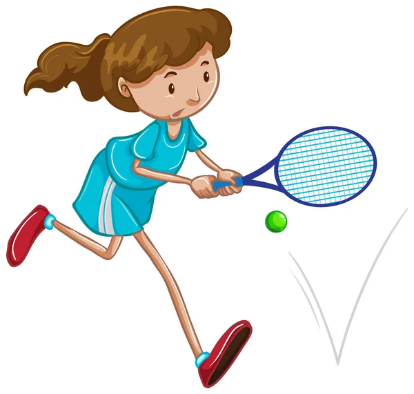 Idrottare Spelar Tennis Vit Bakgrund Illustration — Stock vektor