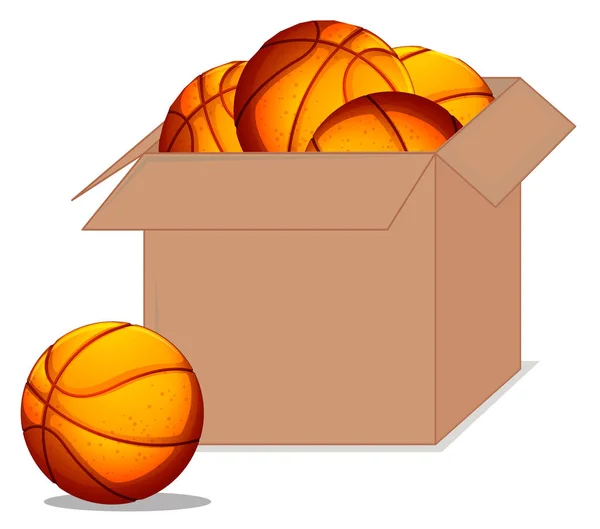 Box Full Basketball Balls White Background Illustration — Stock Vector