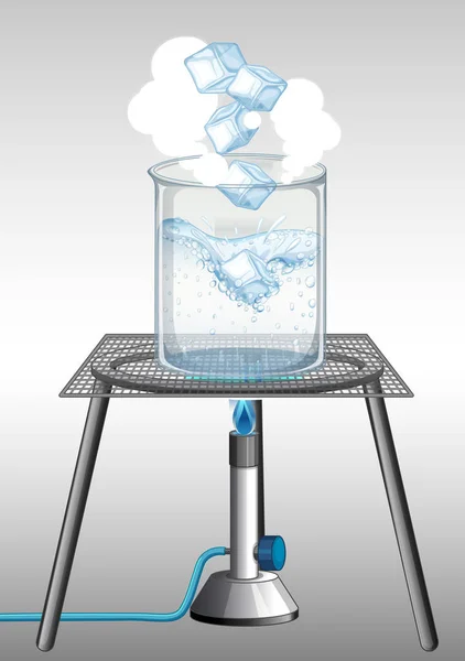 Science Experiment Burning Ice Beaker Illustration — Stock Vector