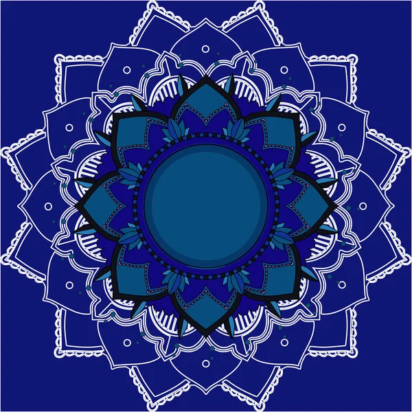 Patrones Mandala Sobre Fondo Azul Ilustración — Vector de stock