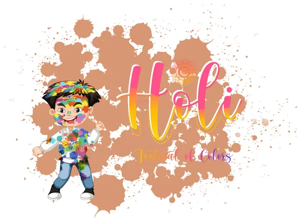 Diseño Del Cartel Del Festival Happy Holi Con Ilustración Fondo — Vector de stock