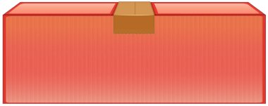 Beyaz arkaplan illüstrasyonunda kahverengi bantlı kırmızı kutu