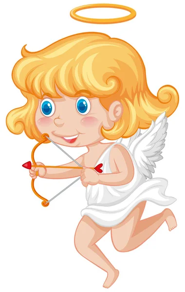 Tema San Valentino Con Carino Cupido Cuore Freccia Illustrazione — Vettoriale Stock