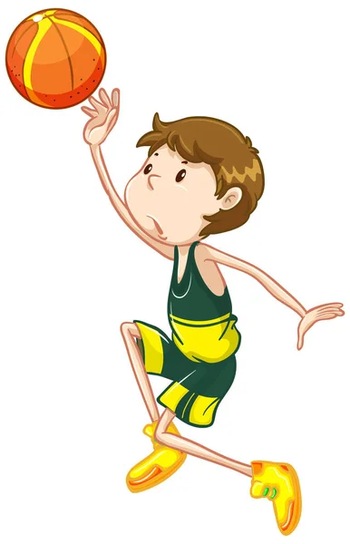 Atleta Jugando Baloncesto Sobre Fondo Blanco Ilustración — Vector de stock