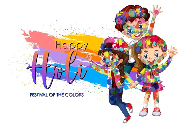 Diseño Del Cartel Del Festival Happy Holi Con Ilustración Fondo — Vector de stock