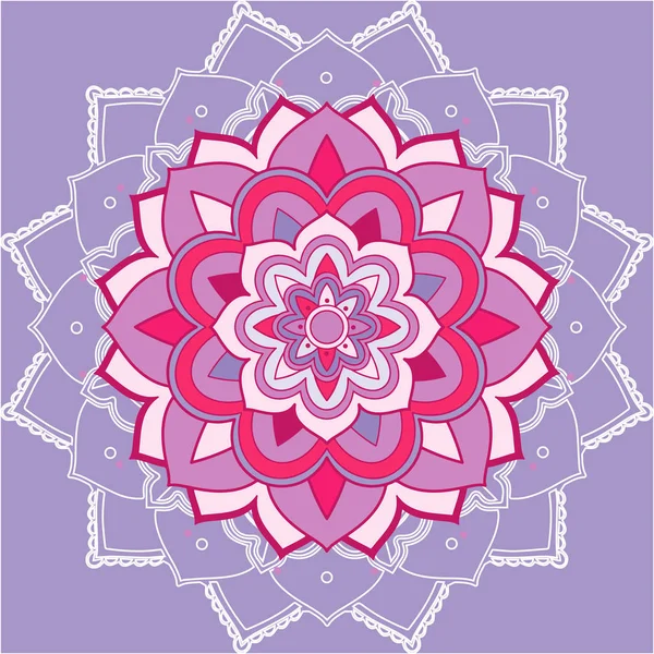 Mandala Motifs Sur Fond Violet Illustration — Image vectorielle