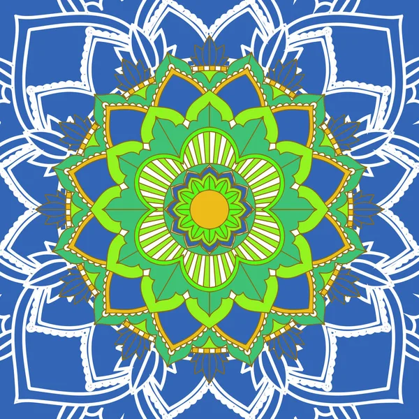 Mandala Muster Auf Blauem Hintergrund — Stockvektor