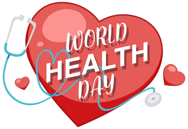 Sticker Design Heart Stethoscope World Health Day Illustration — Stock Vector