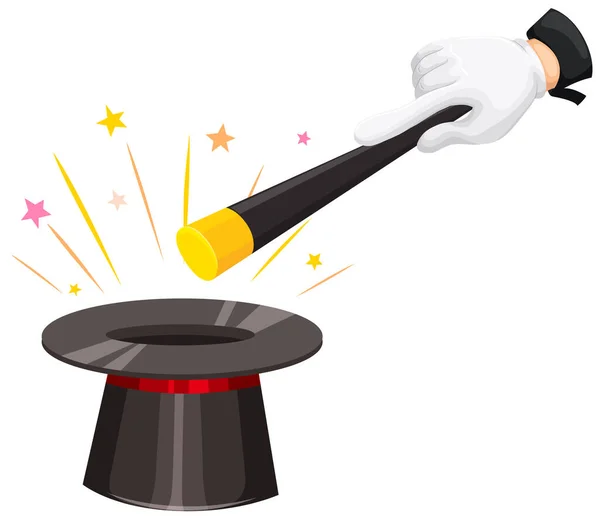 Magician Hat Wand White Background Illustration — 스톡 벡터