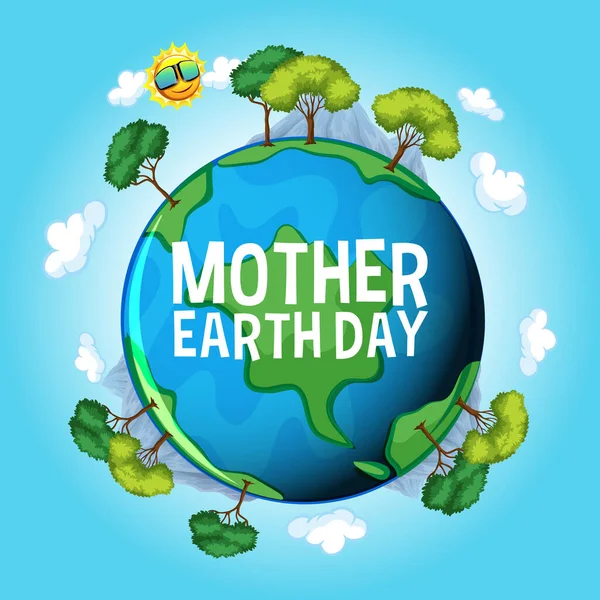 Affiche Ontwerp Voor Moeder Aarde Dag Met Blauwe Aarde Blauwe — Stockvector