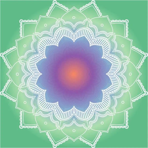 Mandala Patterns Green Background Illustration — Stock Vector