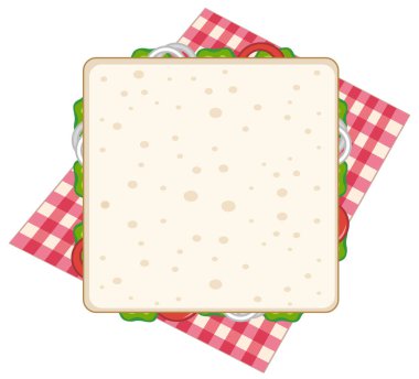 Matta illüstrasyonunda sandviçlerin üst görünümü