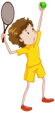 Beyaz arkaplanda tenis oynayan bir atlet