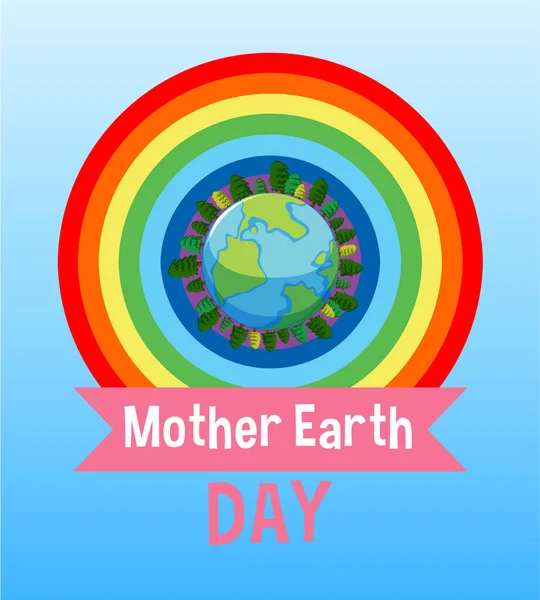 Affiche Ontwerp Voor Moeder Aarde Dag Met Blauwe Aarde Regenboog — Stockvector