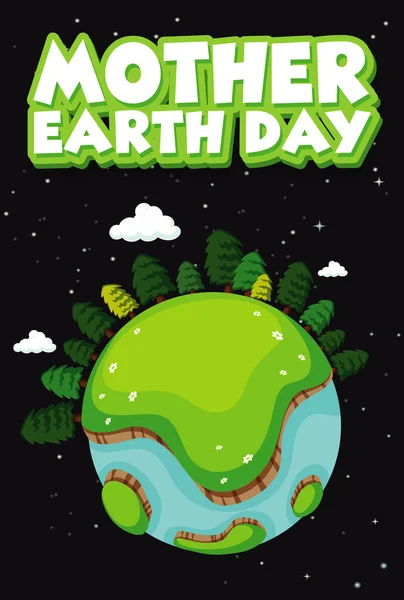 Дизайн Плаката Матери Земли День Миром Ночное Время Иллюстрации — стоковый вектор