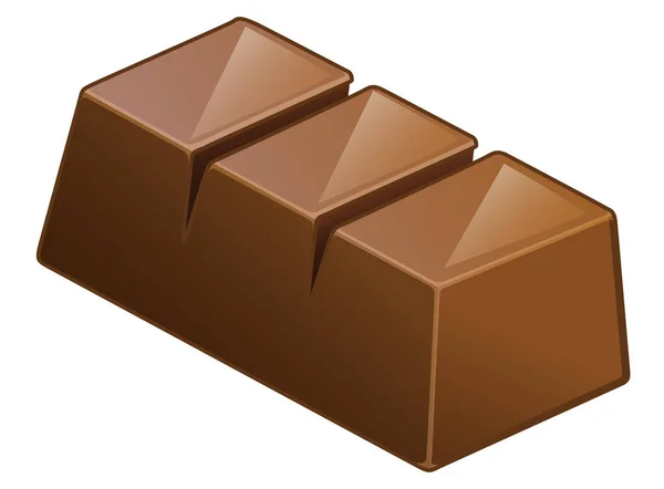 Pedaço Barra Chocolate Ilustração Fundo Branco — Vetor de Stock