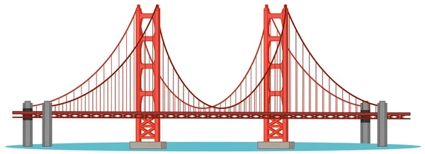Okyanus Üzerinde Kırmızı Renkte Büyük Bir Köprü — Stok Vektör