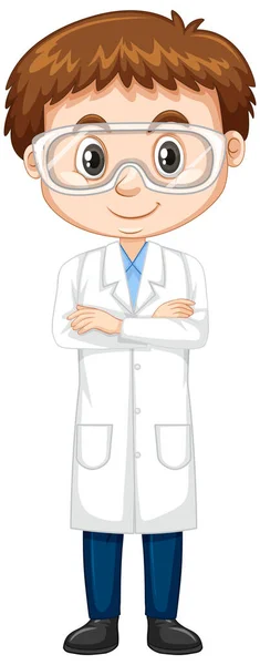 Leuke Jongen Lab Jurk Witte Achtergrond Illustratie — Stockvector