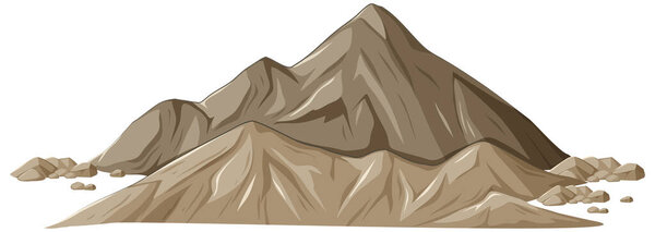 Big mountains and rocks on white background illustration