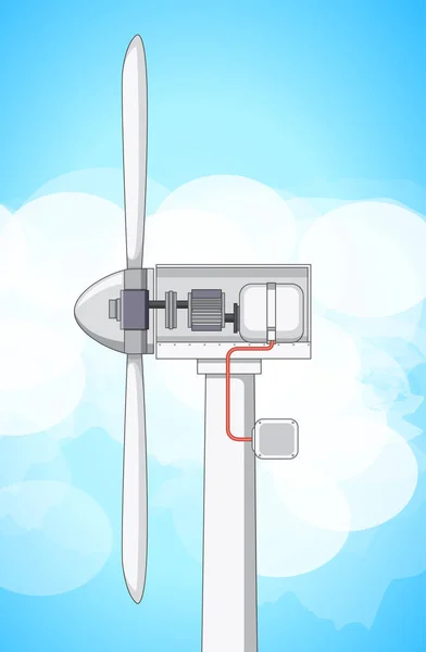 利用天空背景图显示风力涡轮机内部的图表 — 图库矢量图片