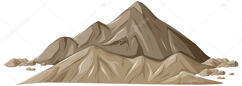 Big mountains and rocks on white background illustration